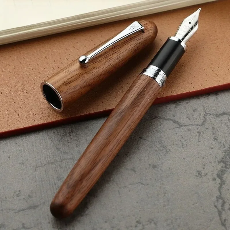 Pióro wieczne JINHAO 9035, naturalne drewno, ręcznie robione EF/F/M, zacisk na stalówkę, długopis z tuszem, artykuły papiernicze, biuro biznesowe, pisanie, przybory szkolne — zdjęcie produktu 7