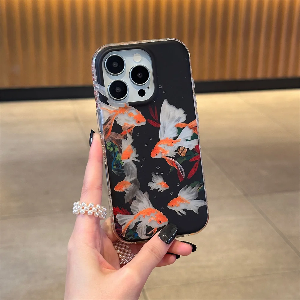 الفن ذهبية لطيف جراب هاتف آيفون 17 برو ماكس 14 13 15 16 ماكس غطاء مع المفصلي INS للصدمات فوندا الغطاء الواقي ل 17