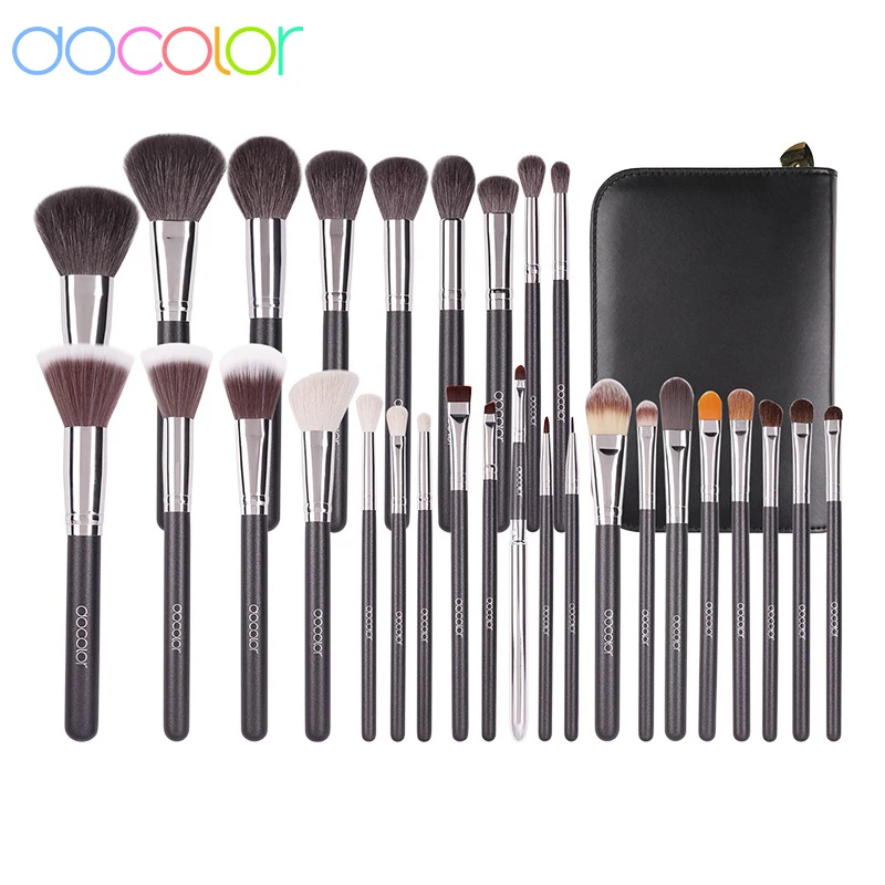 Docolor Makeup brushes set 29pcs Professional Natural hair Foundation Powder Contour Eyeshadow make up brushes with PU Leather