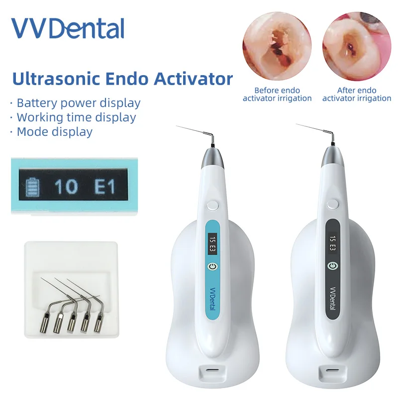

VVDental Sonic Irrigator Ultrasonic Endo Activator With LED Light and 5 Tips for Root Canal Treatment Dentistry Endodontic Tools
