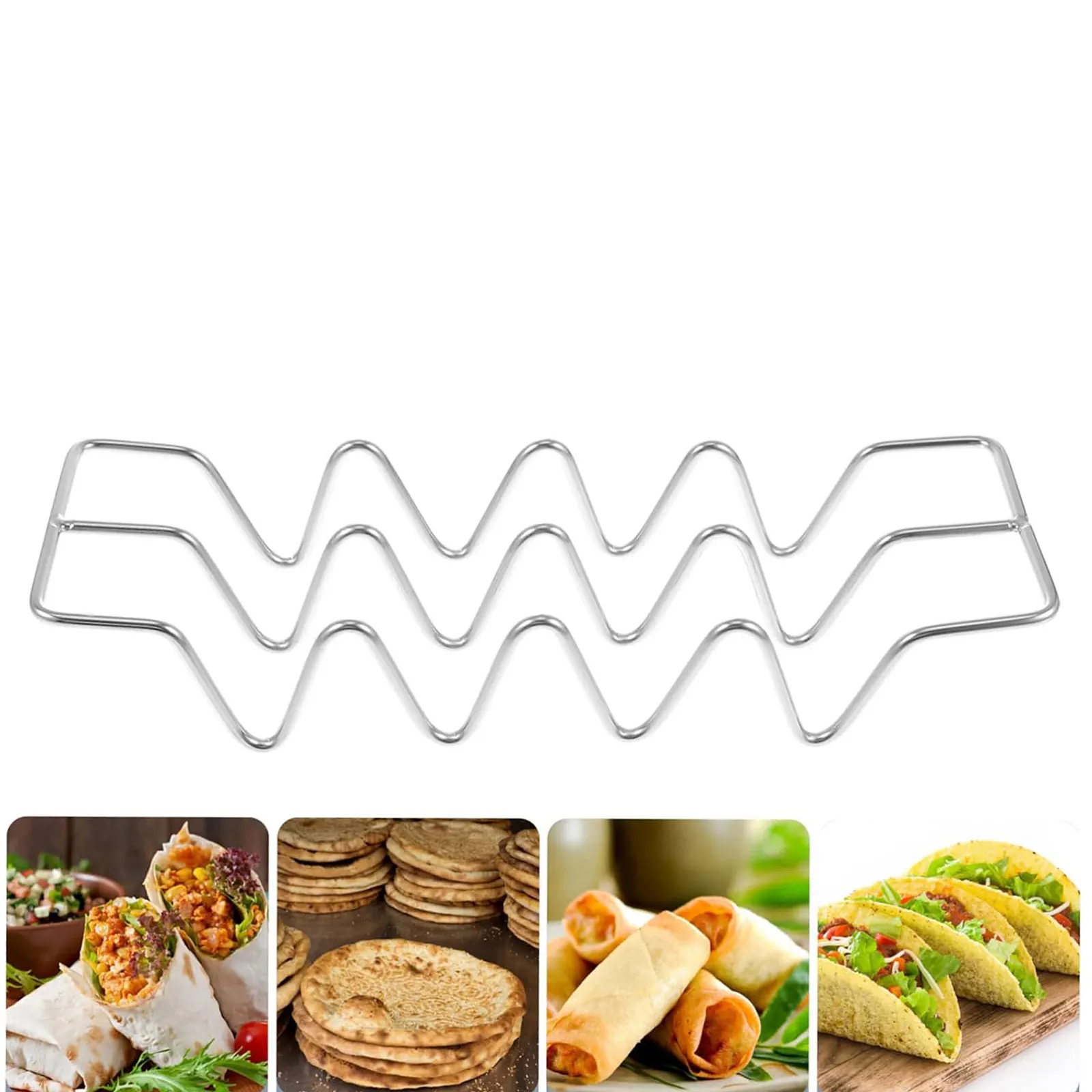 Soporte para tacos de acero inoxidable con 4 rejillas, soporte para panqueques, estante para tortillas para el hogar, cocina, restaurante, fiesta, Buffet, estante para Burrito