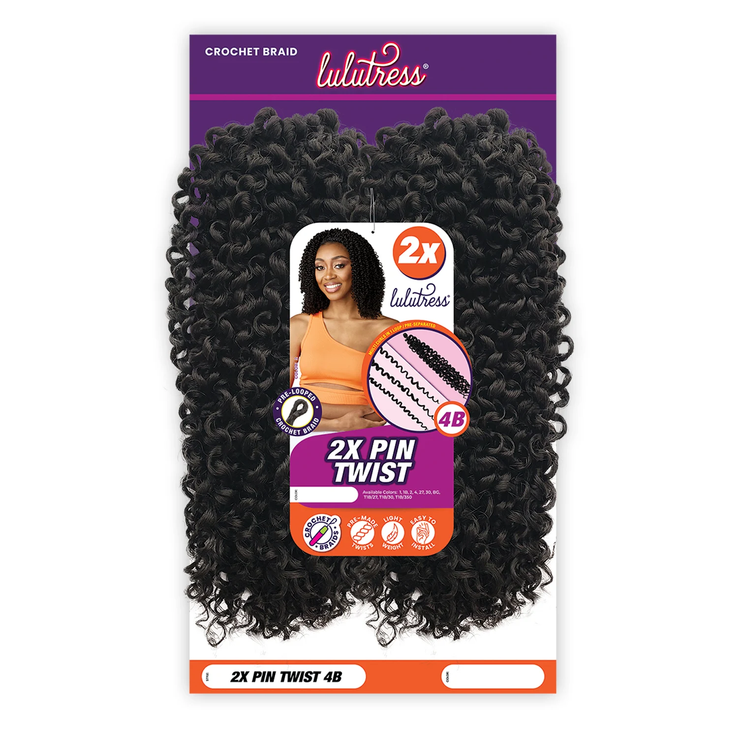 

Sensationnel Lulutress Синтетические вязаные крючком косы с предварительной петлей 2X Pin Twist — быстрая установка, естественный вид, легкий и удобный