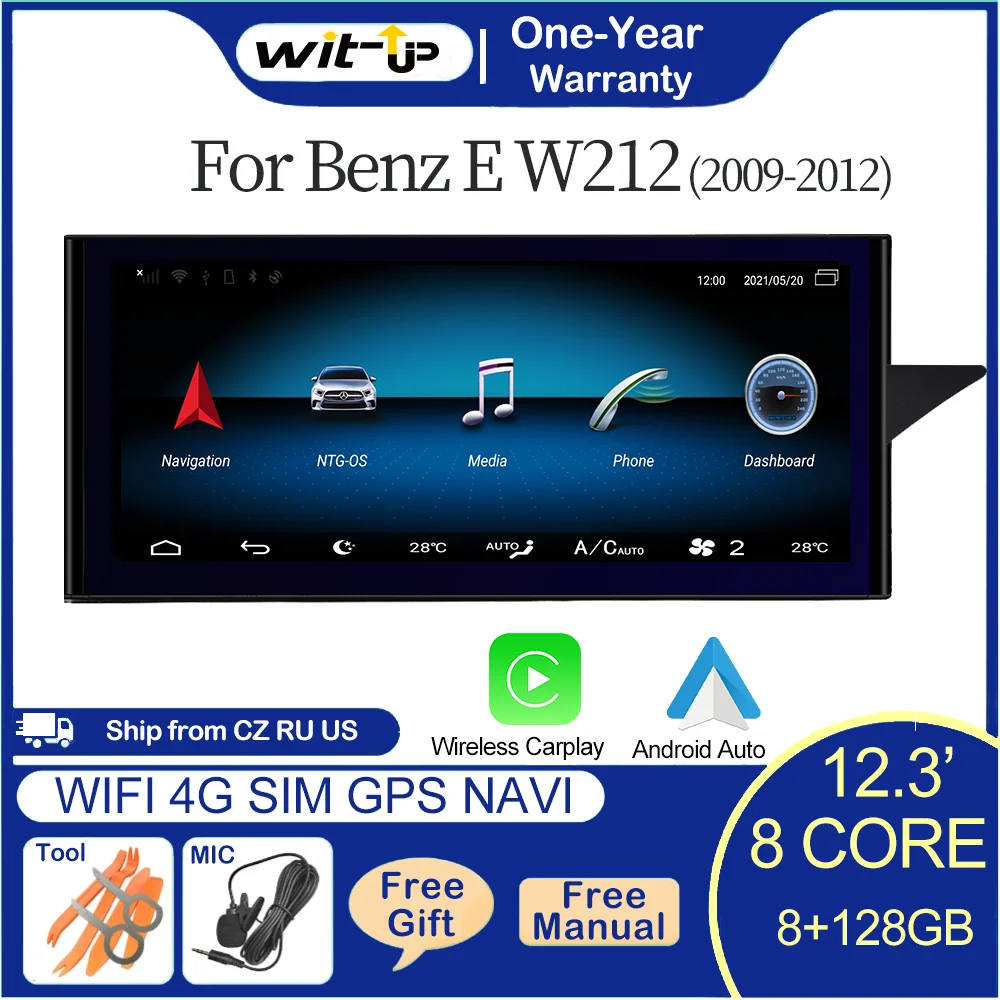 

Wit-Up For Benz E W212 A212 S212 E63 2009-2017 RHD12.3inch Android 13 Touchscreen Upgrade CarPlay Radio GPS Autoradio Car Stereo