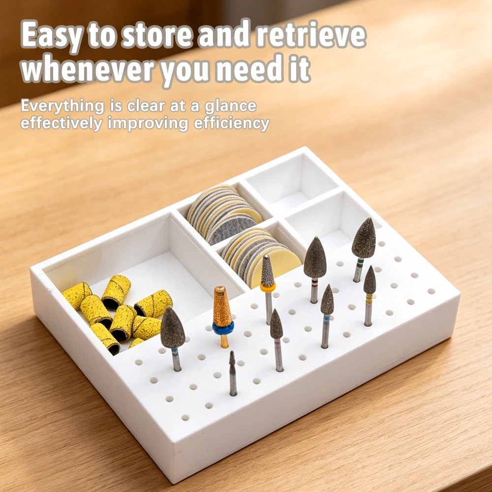 Nail Art Tool Storage Box for Drill Bits, Sanding Bands & Discs - Neat Desktop Organizer for Manicure Salon & Home Nail Care