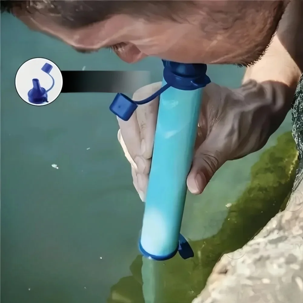 Filtre à eau d'urgence pour Camping, paille, soldat unique, boisson directe avec filtre de stérilisation pour équipement de survie en plein air