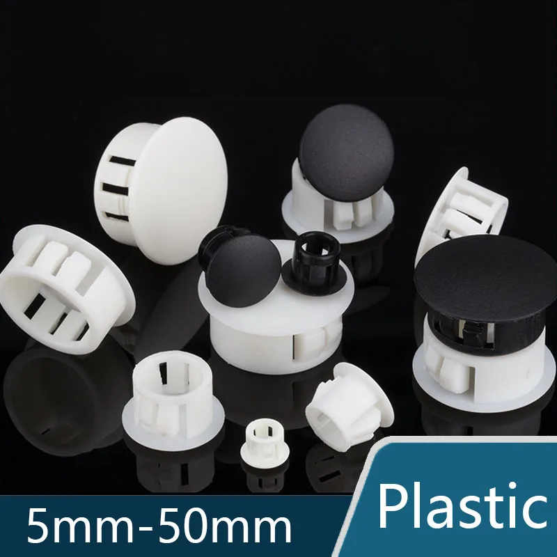 Black/White Round Plastic Plug Hole Cover Cap Snap on Inserts Plug Bung 5mm-50mm