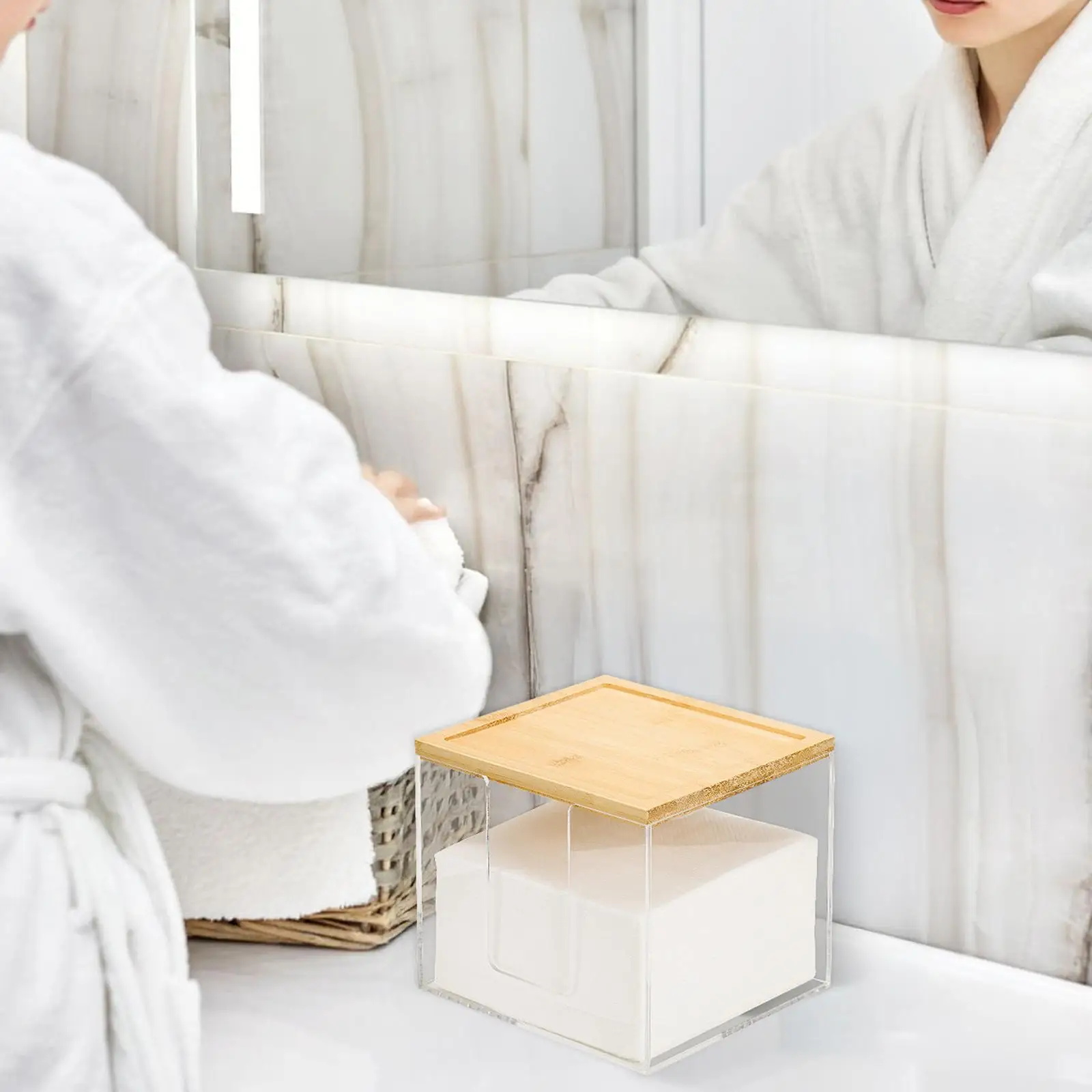 

Tissue Box Multifunction Stable Transparent Tissue Storage Rack Organization for Hotel Office Apartment Living Room Vanity
