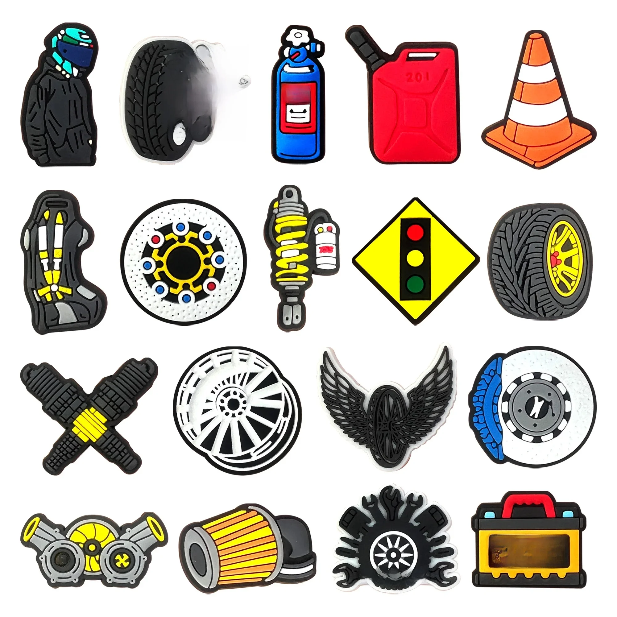 Divers pneus de voiture pour hommes, siège, huile, PVC, chaussures, breloques, décorations Everg, convient au sac à dos, cadeau de fête, 1-18 pièces