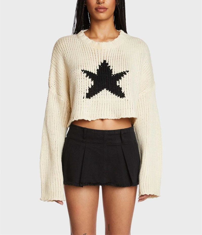 

Autumn Winter Casual Fashion Long Sleeve Crop Tops Sweater Women Pullover Knitted Cover-ups Female Sexy Short Jacket Outfits