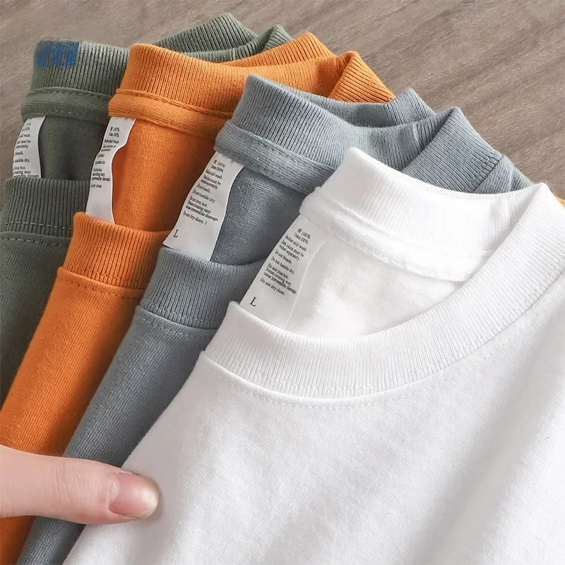 Dukeen 280gsm Oversized Heavy T-Shirt for Men Summer Short Sleeve Tee Cotton Solid Color Top Casual T Shirts One Piece — zdjęcie 2