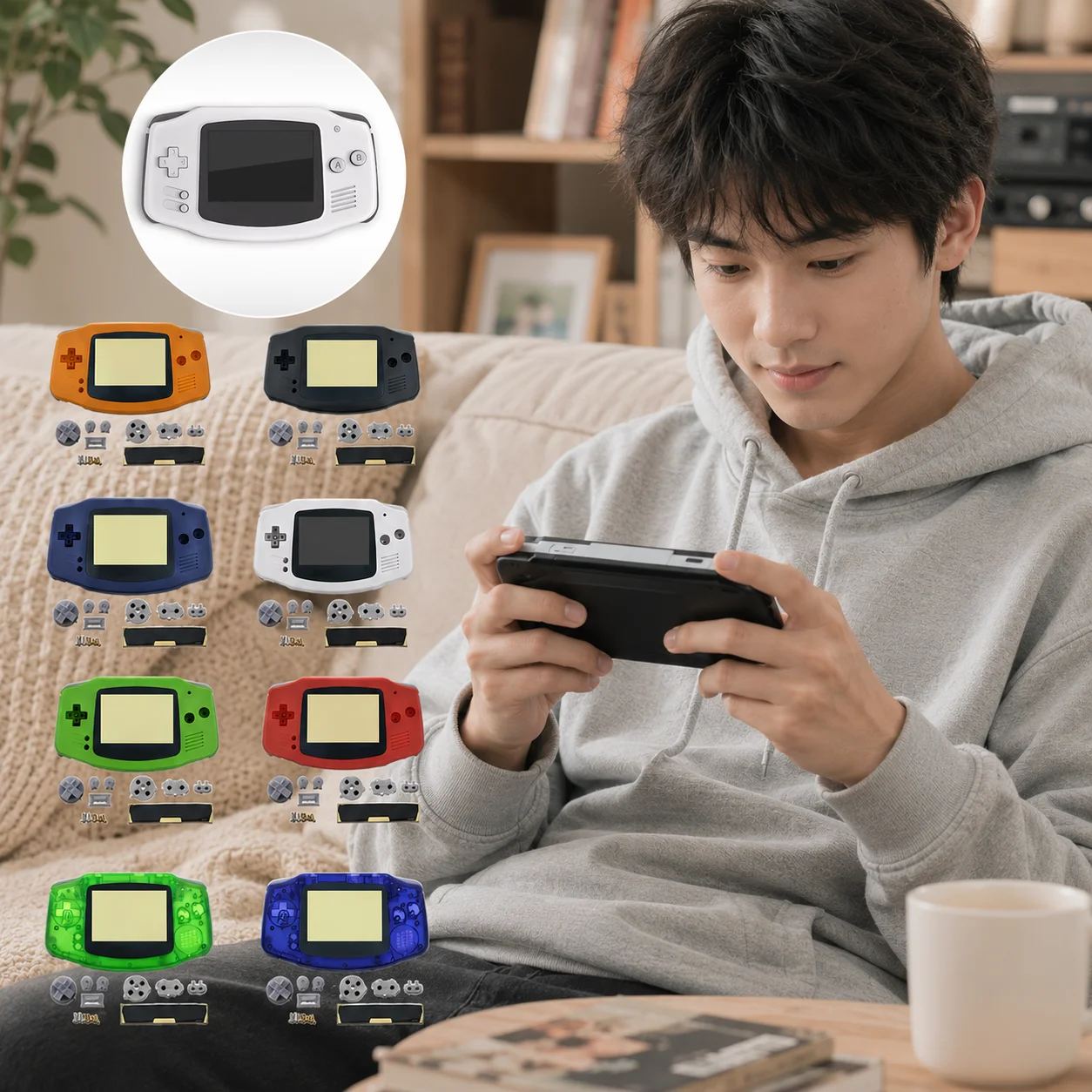 Game Boy Advance Protective Shell 15 Colors Transparent Solid Case Durable Full Replacement Installation GBA Gaming Console