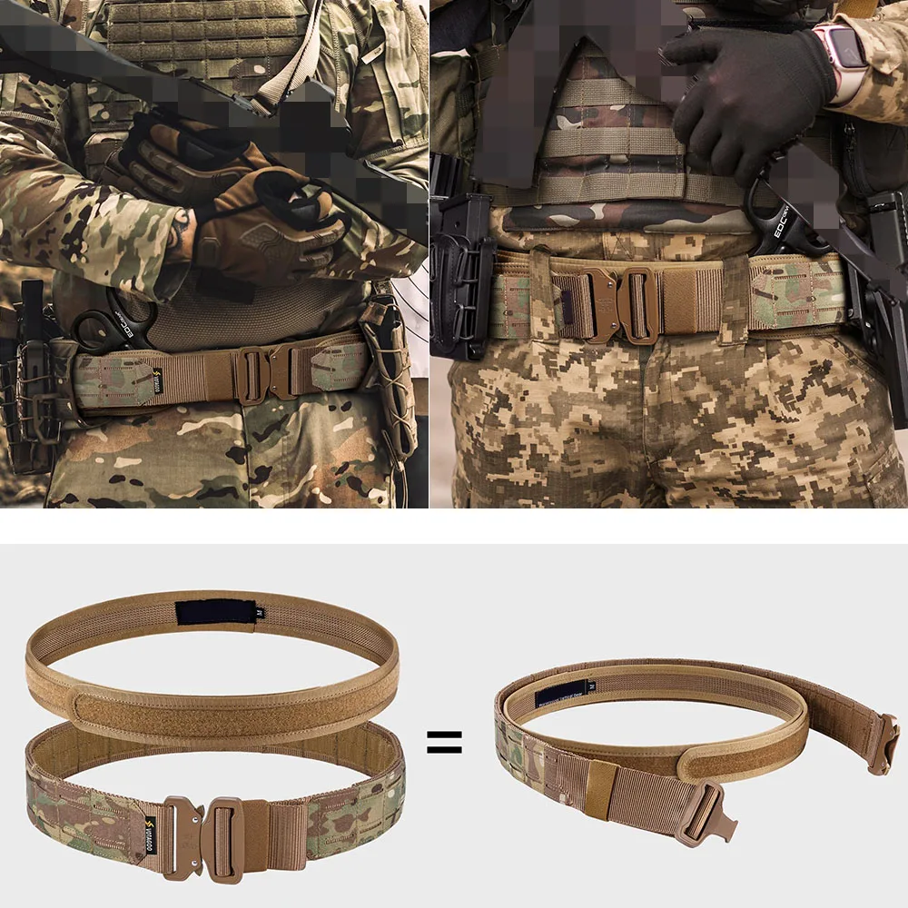 

Tactical Battle Belt with Quick Release Buckle MOLLE System, Heavy Duty Gun Holster Belt for Hunting Shooting Daily Training