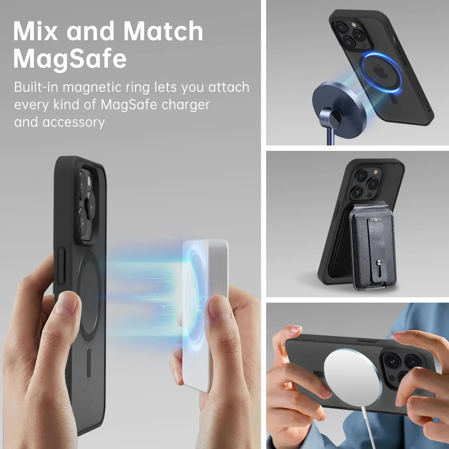 حافظة حماية هجينة لهاتف آيفون Magsafe Mag Safe متوافقة مع موديلات 12 13 Mini 14 15 Plus 16 Pro Max Se 2020 2022 ملحقات غطاء الهاتف المحمول