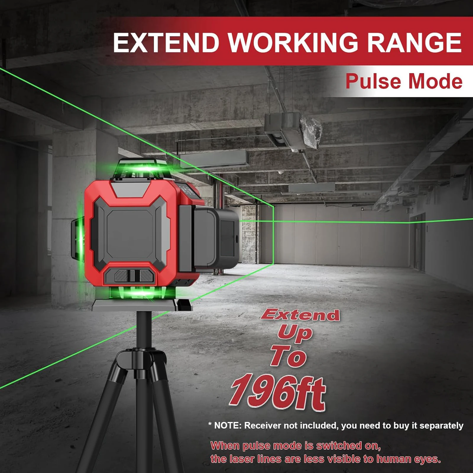 مستوى ليزر احترافي 4D 16 خط 360 °   أداة تسوية خط الشعاع الأخضر لمستويات الليزر ذاتية التسوية مع حامل ثلاثي القوائم