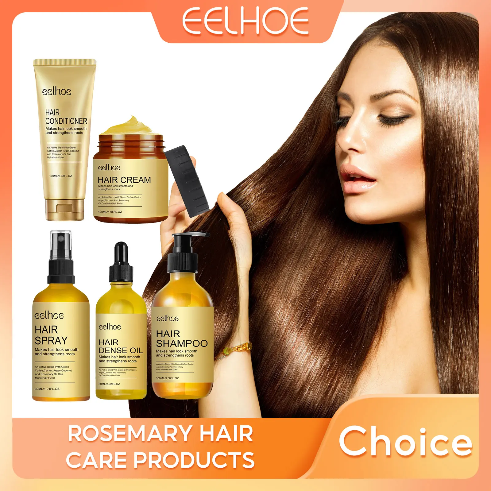

EELHOE Rosemary Hair Growth Oil Repair Damaged Hair Loss Shampoo Nourish Conditioner Moisturizing Hair Cream Rosemary Hair Spray