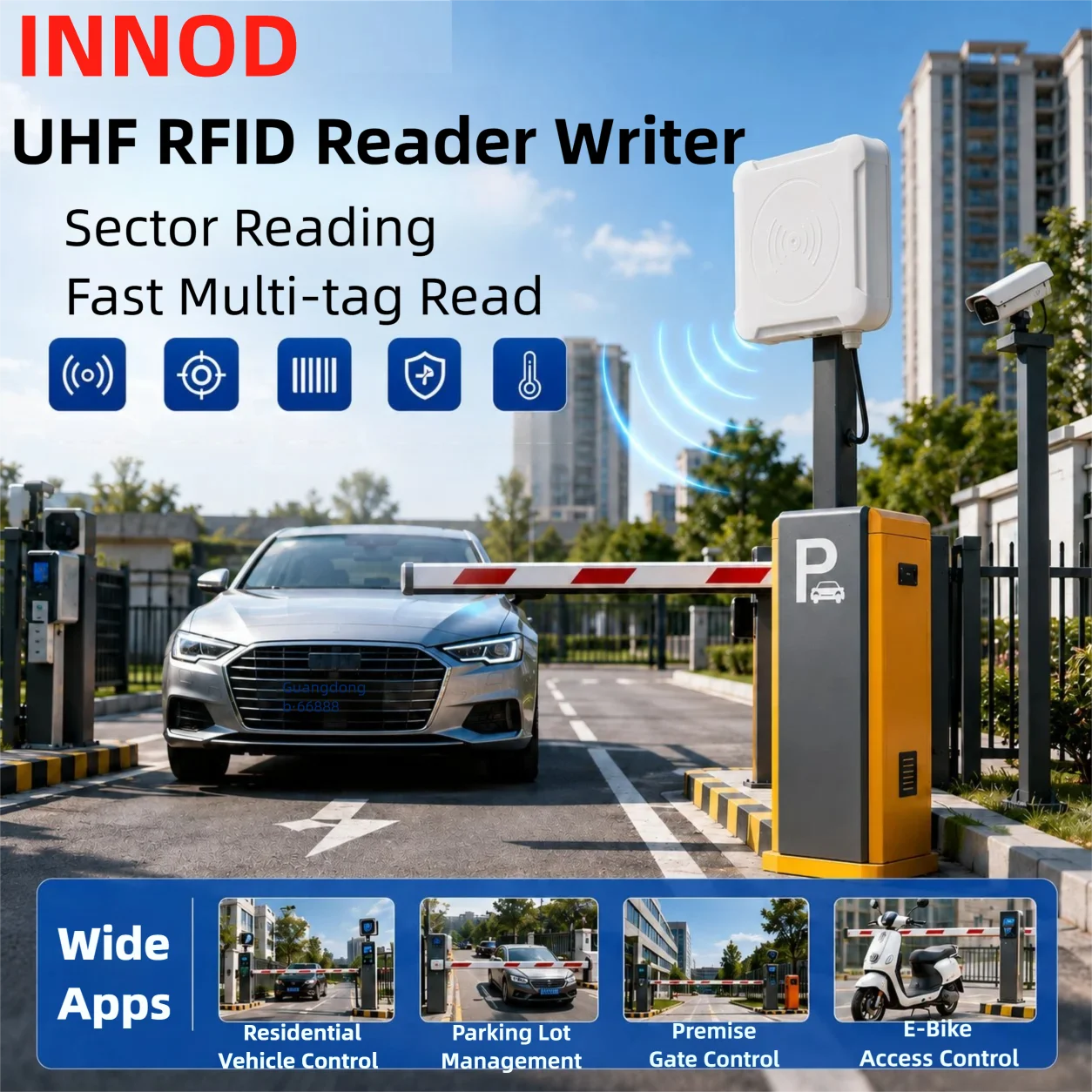 1-4m Uhf Rfid Reader Long Range Built in 7dbi Circular Antenna RS232/USB/TCP IP/RJ45/WG26/WG34/RELAY Free SDK Vehicle Parking