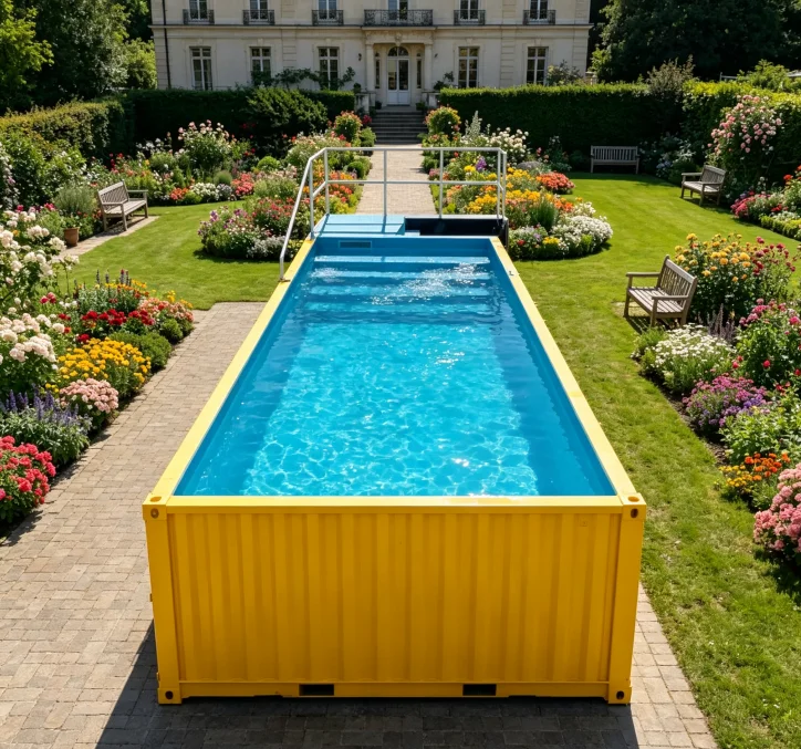 All‑Weather Shipping Container Swimming Pool Rustproof Modular Above‑Ground Pool Custom Made for Villa Courtyard Outdoor