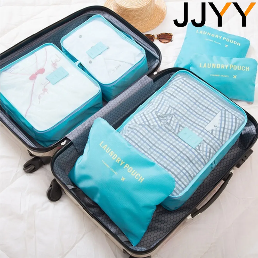 JJYY 1Set/6Pcs Travel Storage Bag Set for Clothes Tidy Organizer Luggage Pouch Suitcase Handbag Closet Divider Drawer