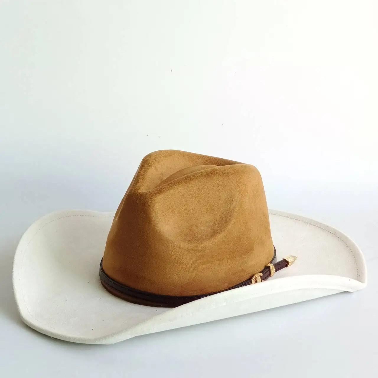 Chapéu de camurça estilo cowboy ocidental com retalhos de abas largas para festas equitação e chapéus panamá estilo mexicano