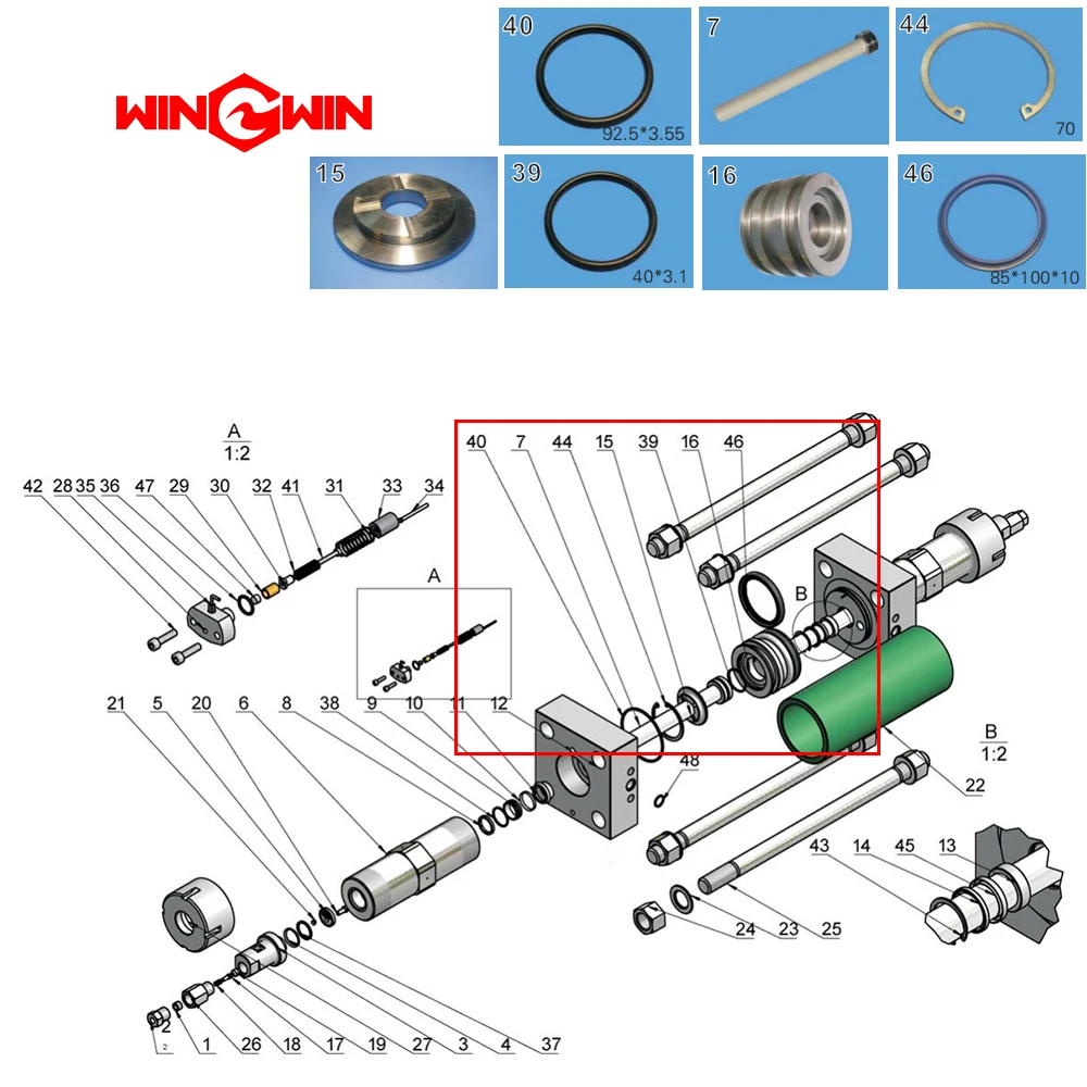 Waterjet Spare Parts 510000250, EP0012 Poppet, Check Valve for Dardi G6D Water Jet Cutting Machine