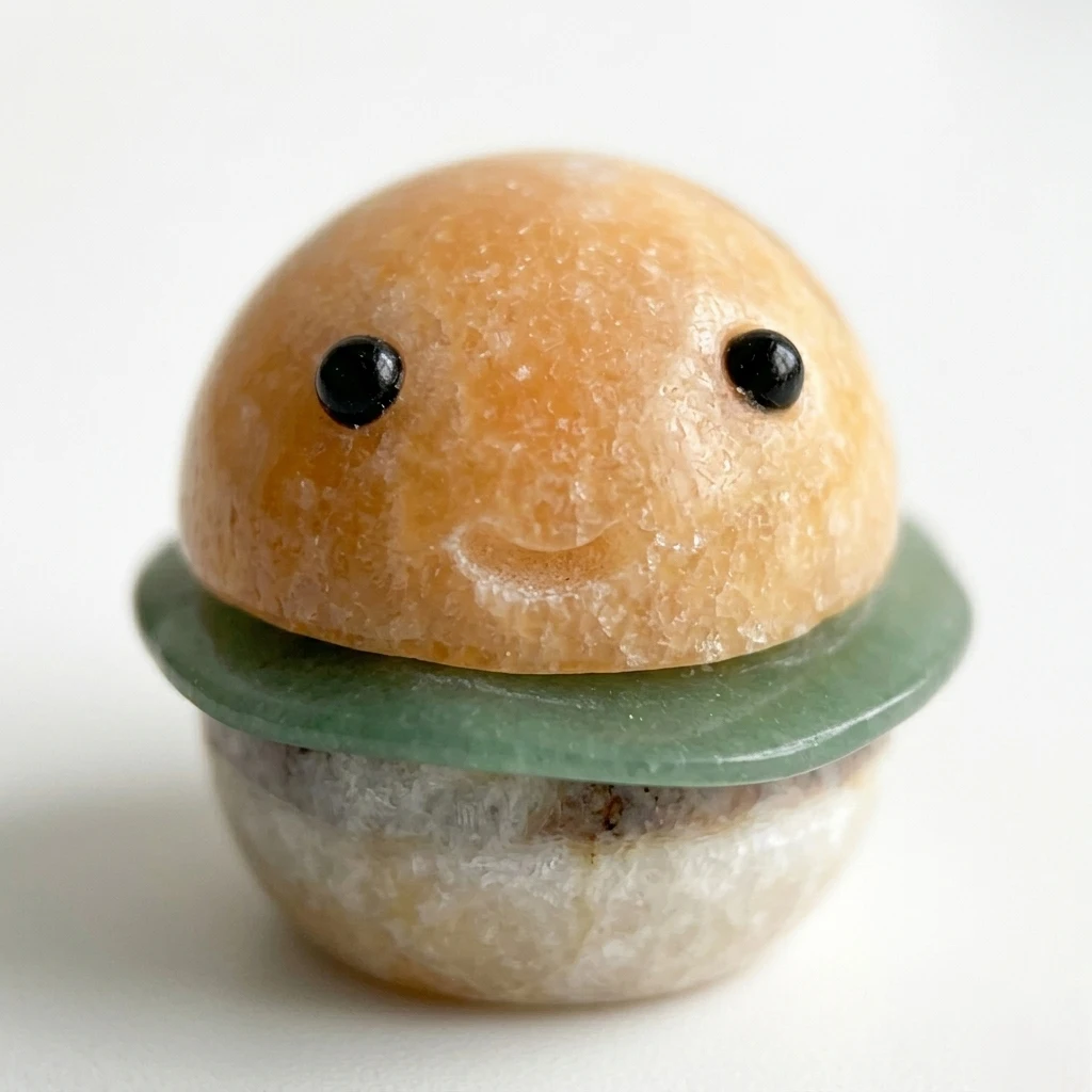 Hand Carved Natural Crystal Burger Sculpture Gemstone Figurine Home Decor Ornament