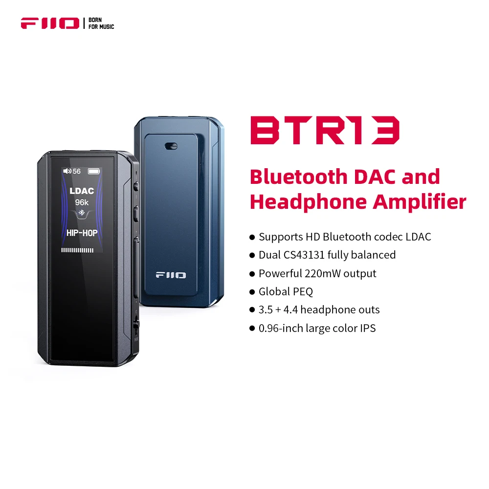 FiiO BTR13 Bluetooth Headphone Amplifier with LDAC, aptX Adaptive, aptX HD, AAC (Dual CS43131 3.5mm Unbalanced & 4.4mm Balanced