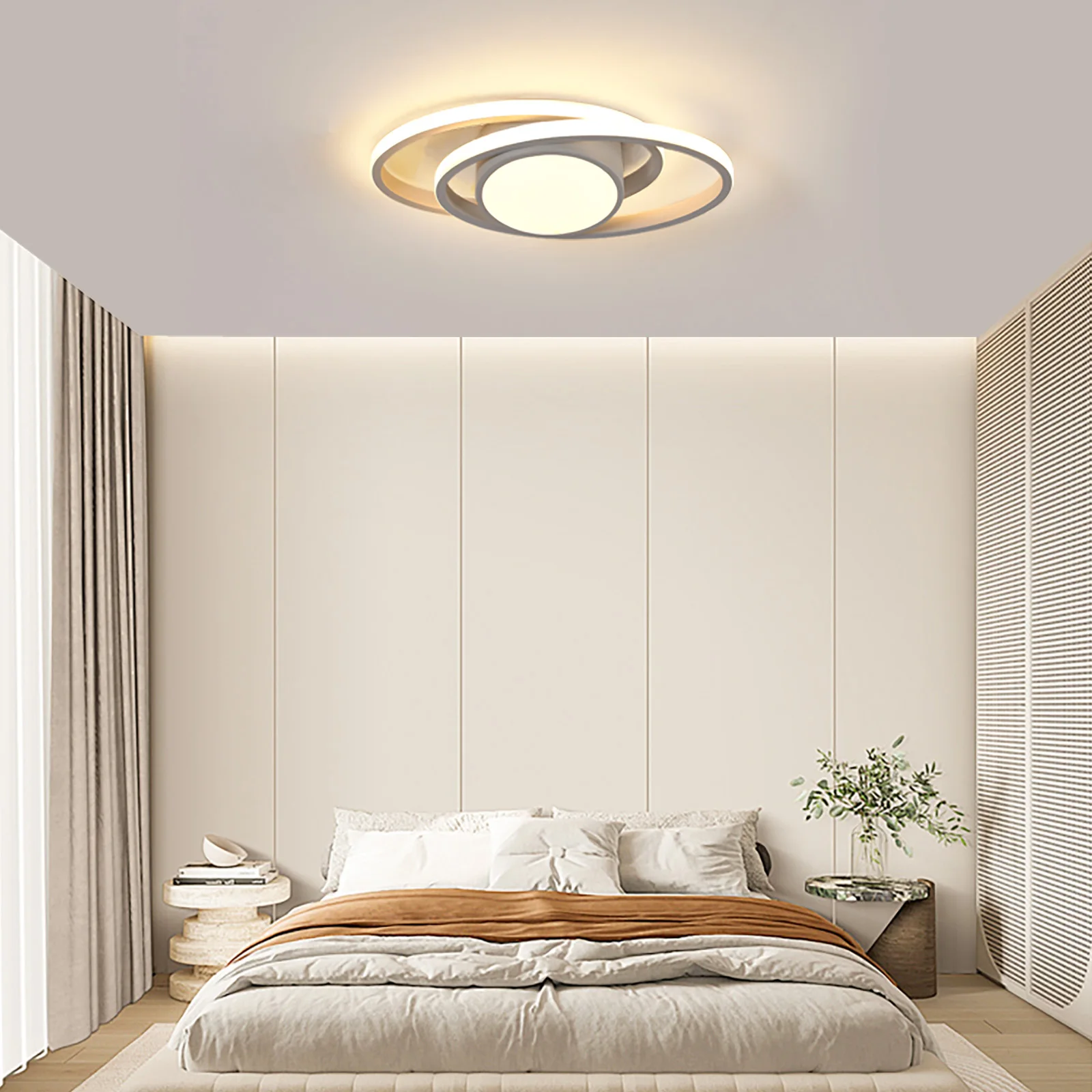 Dimmbare LED-Deckenleuchte, 40W LED-Deckenlampe 3000K/4500K/6500K, Kronleuchter Weiß mit Fernbedienung für Schlafzimmer – Detail 7