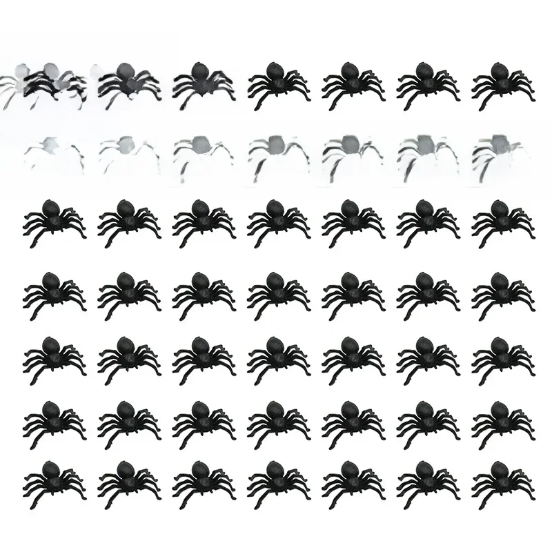 Petites Araignées Noires Shoes en Plastique, Décoration de ixd'Halloween, Maison Hantée, Jouet Délicat, 100 Pièces