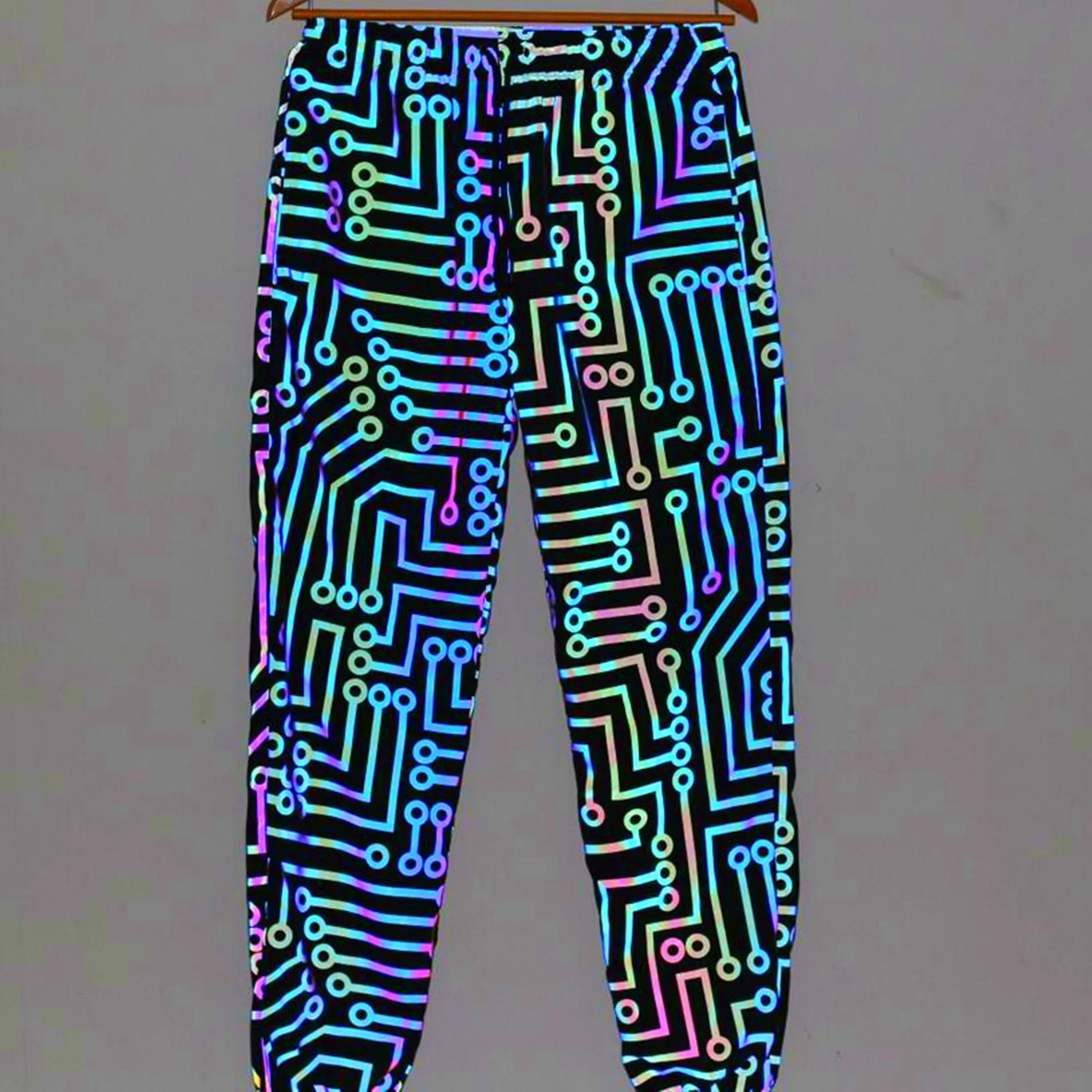 Holographic Men Reflective Geometric \