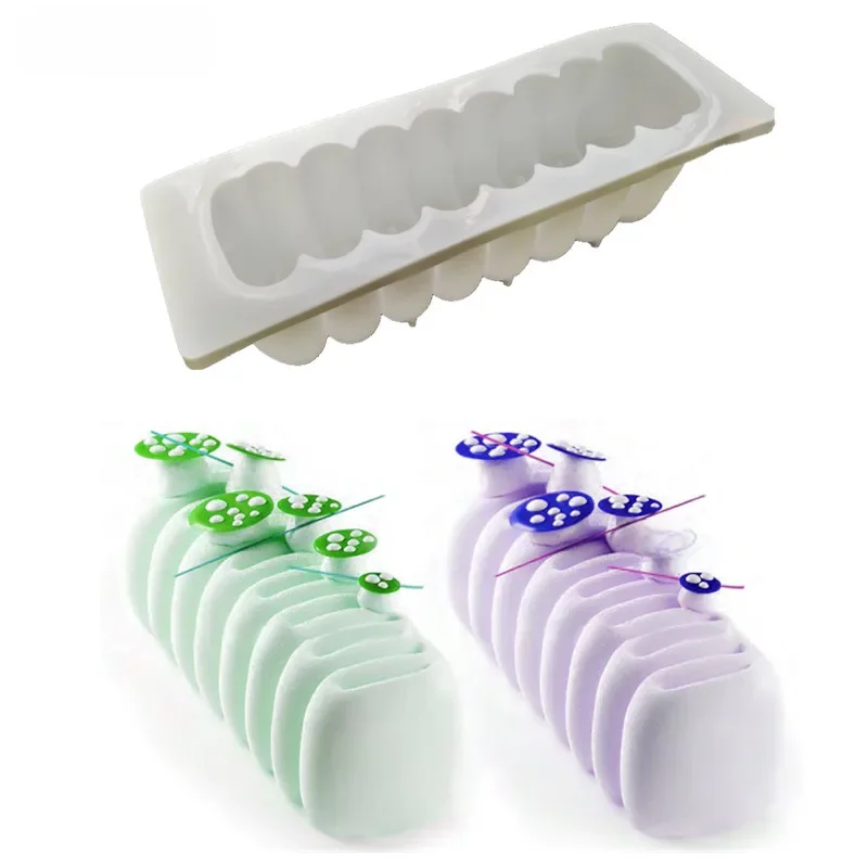 SHENHONG – Moule à gâteau en Silicone en forme de chenille, Mousses, Cupcake 3D, crème glacée, cuisson, bricolage, gelée, Pudding, Muffin