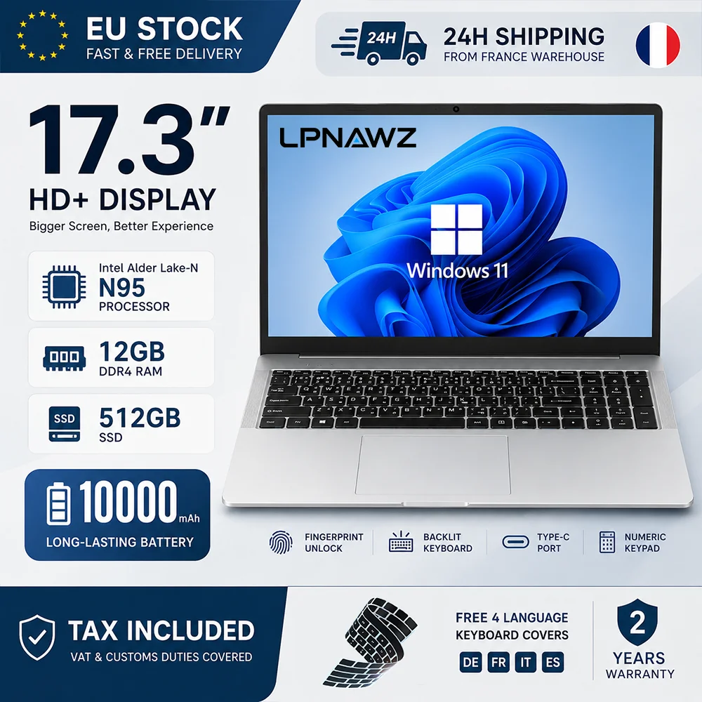Portátil 17.3″ Intel N95 12GB 512GB SSD