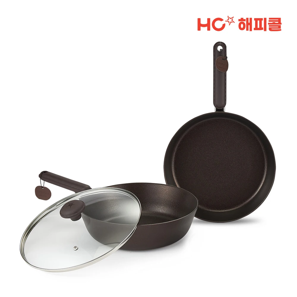 HC Happy Call Florence antique emotional design Artigen IH induction frying pan 3P A set (28 fans + 28 wok + 28 taps lid)