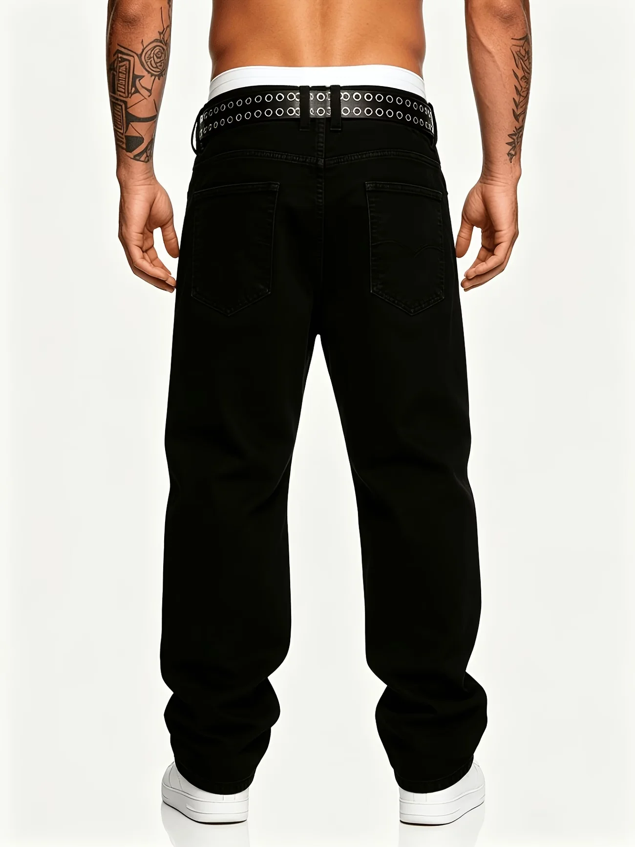 Men's Black Straight-Leg Jeans