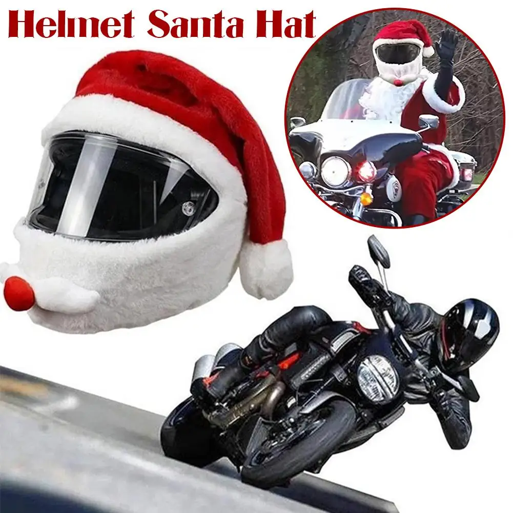 Motorcycle Christmas Helmet Cover Cartoon Santa Claus Plush Helmet Decoration Accessories Full-face Cross-section Christmas Gift