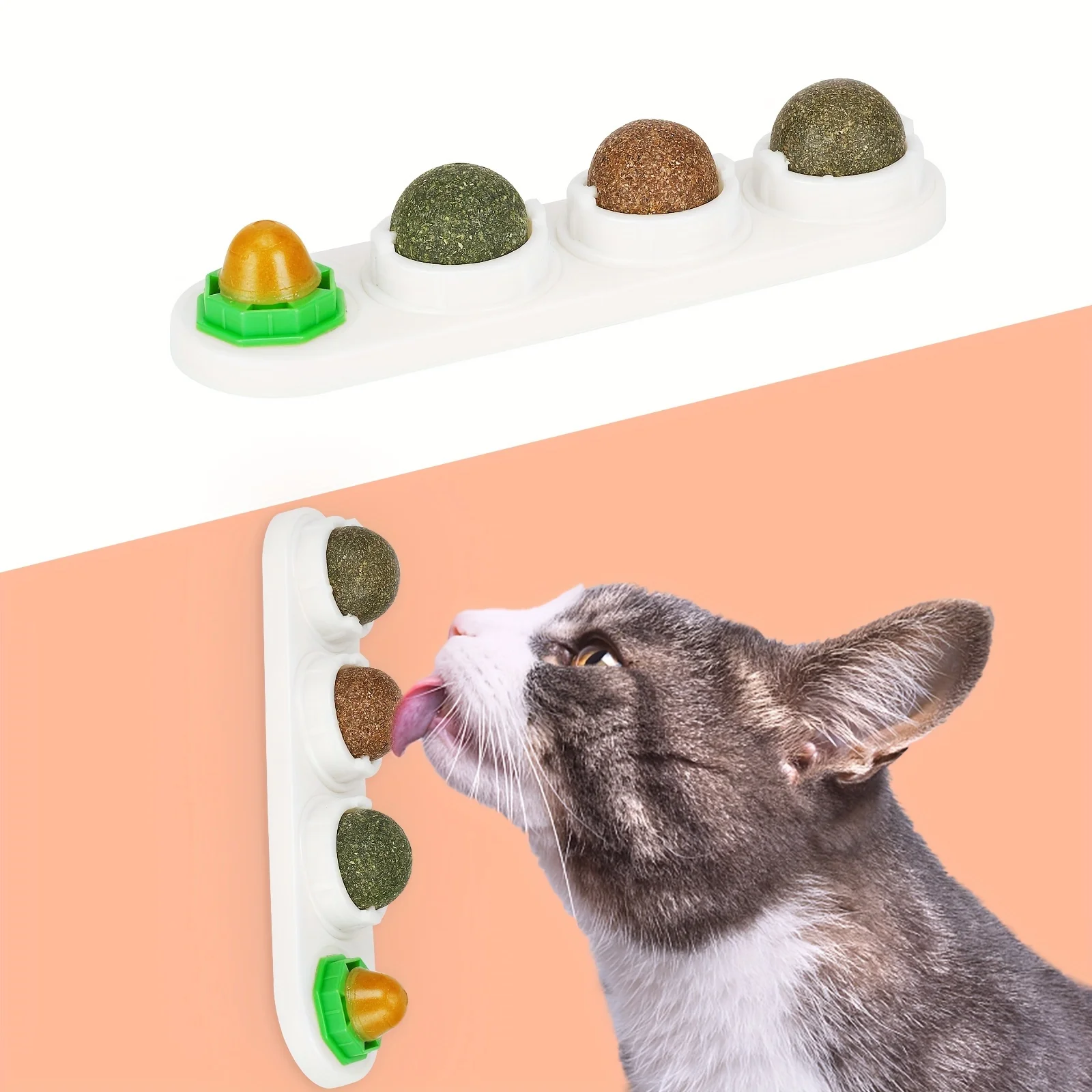 Catnip Wall Ball for Kitten, 4 Pack Catnip Toys, Silvervine Balls, Edible Toys