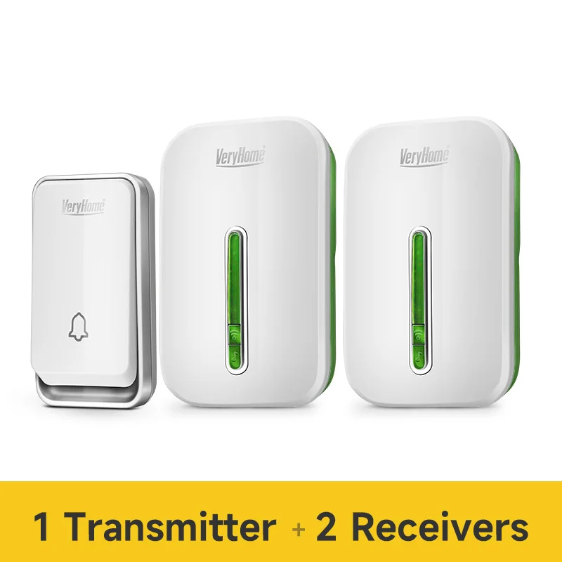 Timbre inalámbrico autoalimentado No necesita batería, timbre ruidoso de 100 dB, alcance de 120 m, resistente al agua (IP44), 52 melodías