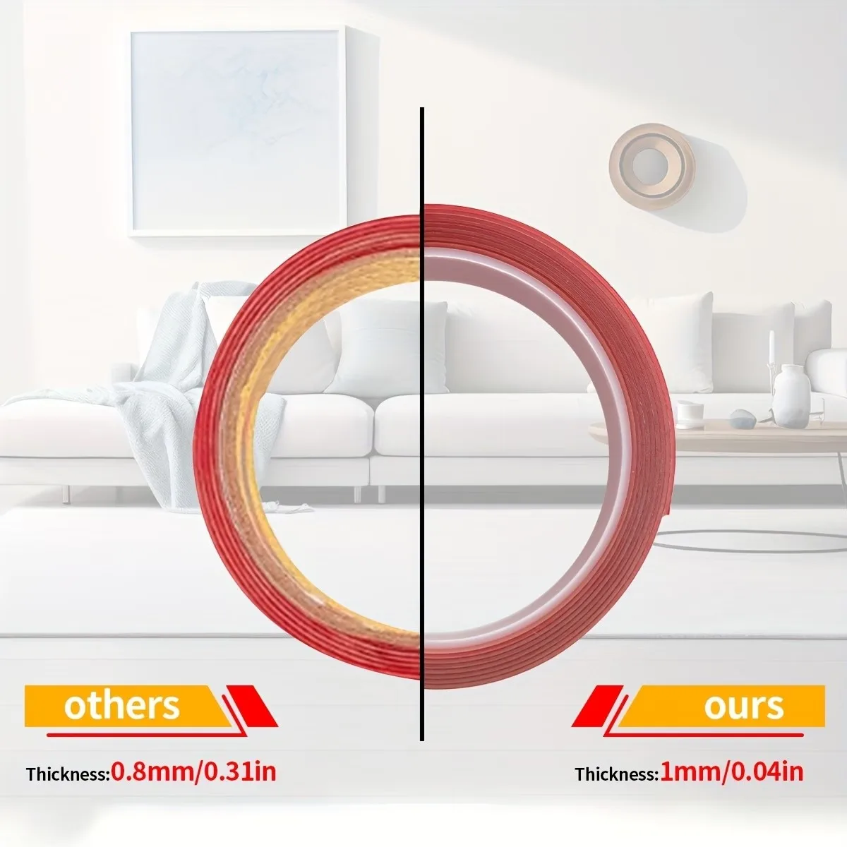 2/1 ROLLS Strong Transparent Double Sided Tape Adhesive Waterproof High Viscosity High-Temperature Resistance Traceless Tape
