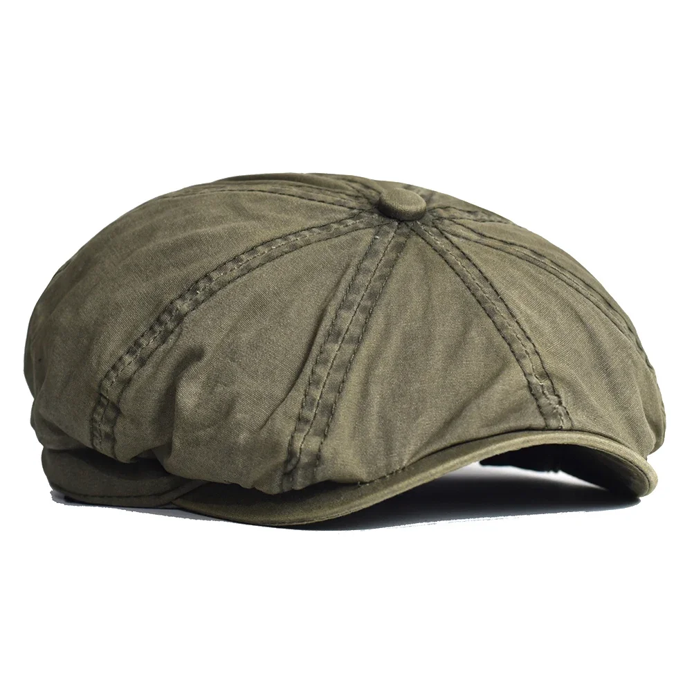 Casquette de journal en coton lavé, chapeau octogonal Peaky, casquette décontractée Vintage, bérets solides, visière Gatsby, chapeau de lierre plat