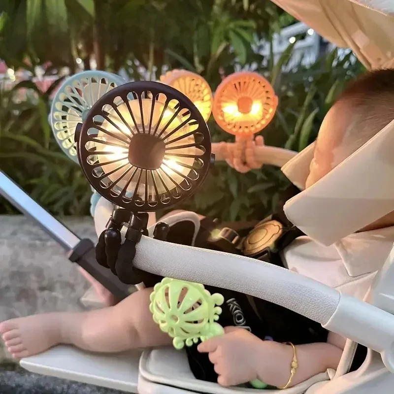 Baby Stroller Fan Hand Held Rechargeable USB Bladeless Small Folding Fans Mini Ventilator Silent Table Outdoor Cooler Neck Fan