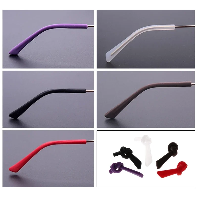 Lunettes en Silicone souple antidérapantes, vente en gros, livraison gratuite, 1 paire, accessoires pour branches, trous carrés