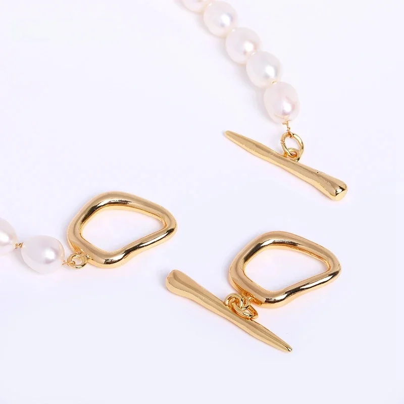 Fermoir à bascule irrégulier plaqué or 18 carats pour fournitures de fabrication de colliers, fermoir OT rond en laiton, accessoire de fabrication de bijoux à bricoler soi-même, vente en gros