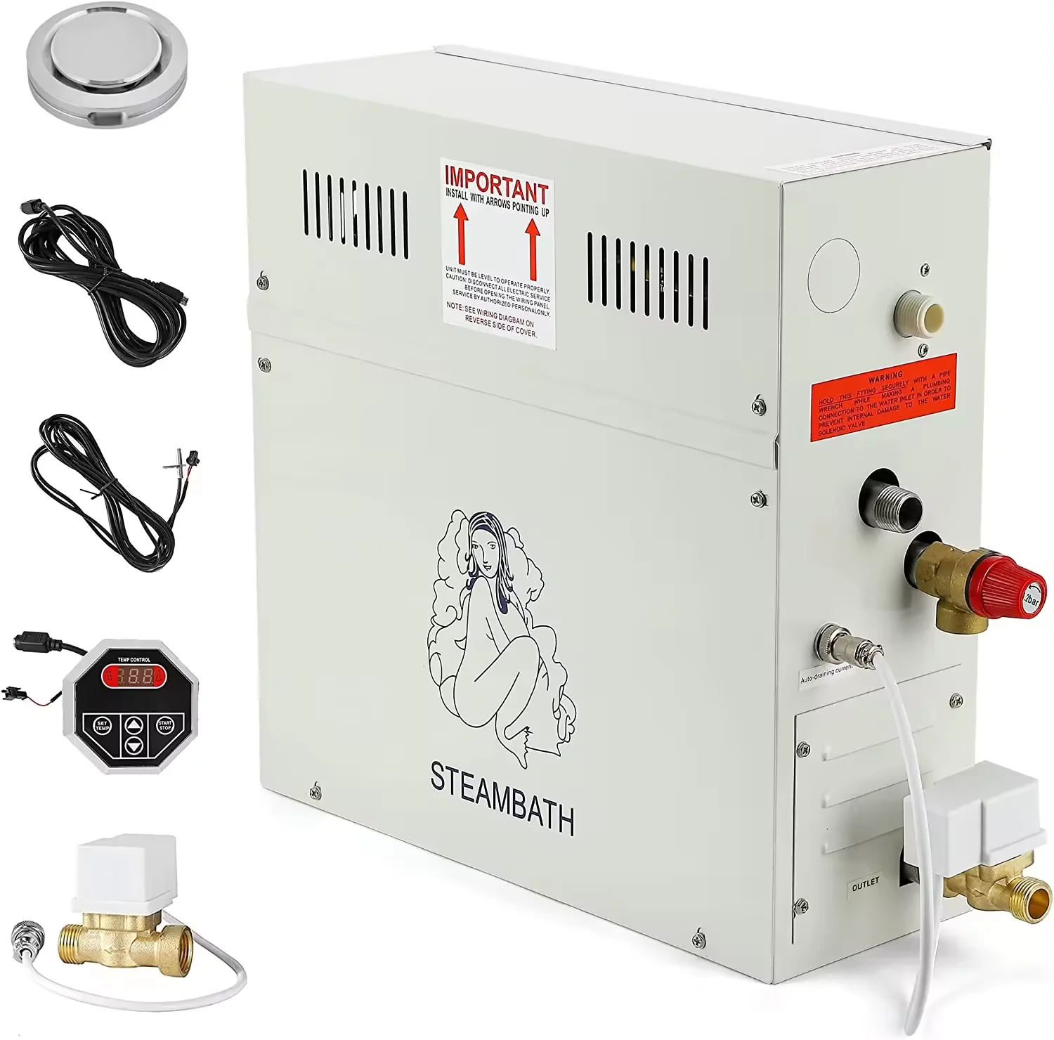 STCMOET Kit Pancuran uap mewah, Generator Pancuran uap mandi Spa Turki dengan pengeringan sendiri 15KW