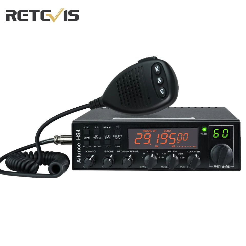 Retevis HS4 10 Meter Ham Radio Long Range Mobile Radio Multi-Mode Switch Dual Watch 6 Frequency Bands Mobile Transceiver