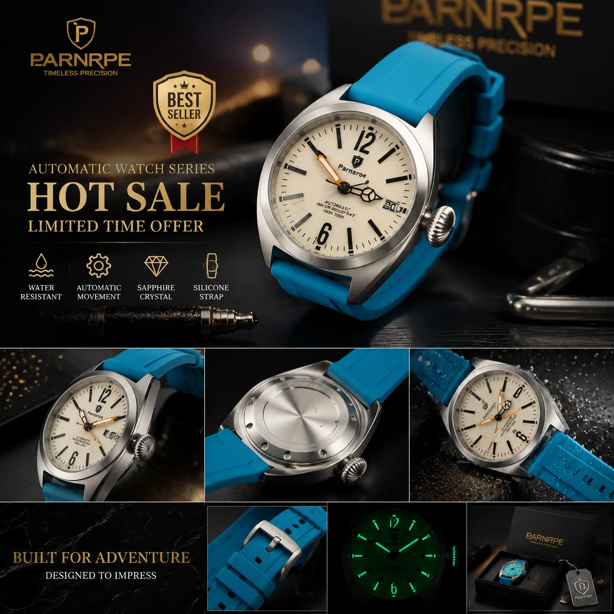 PARNRPE 7120 nh35 36 mm mechanische Handaufzugsuhr für Herren, minimalistische Bauhaus-Kleideruhr mit Edelstahlgehäuse