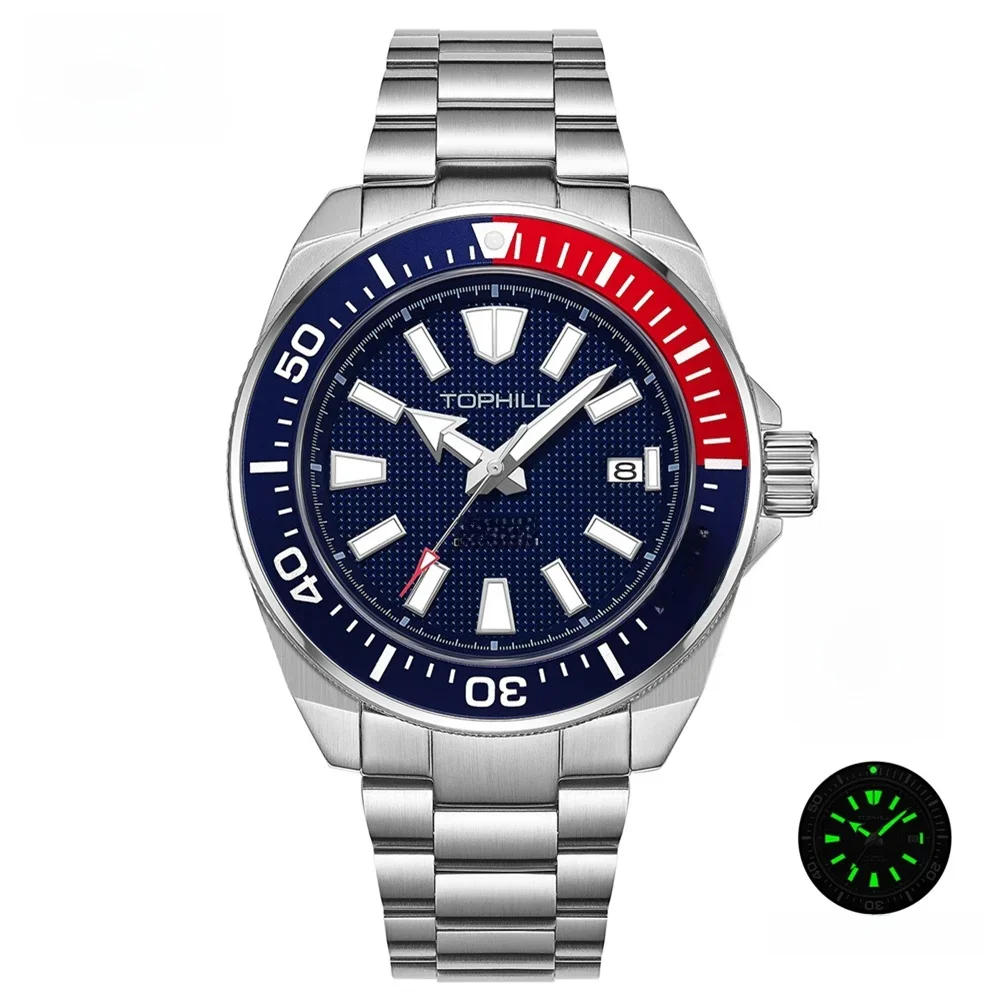 TOPHILL 40mm Taucheruhr NH35 316L Automatische mechanische Uhren 300M wasserdicht Saphir Leuchtende Herrenarmbanduhren TD008G