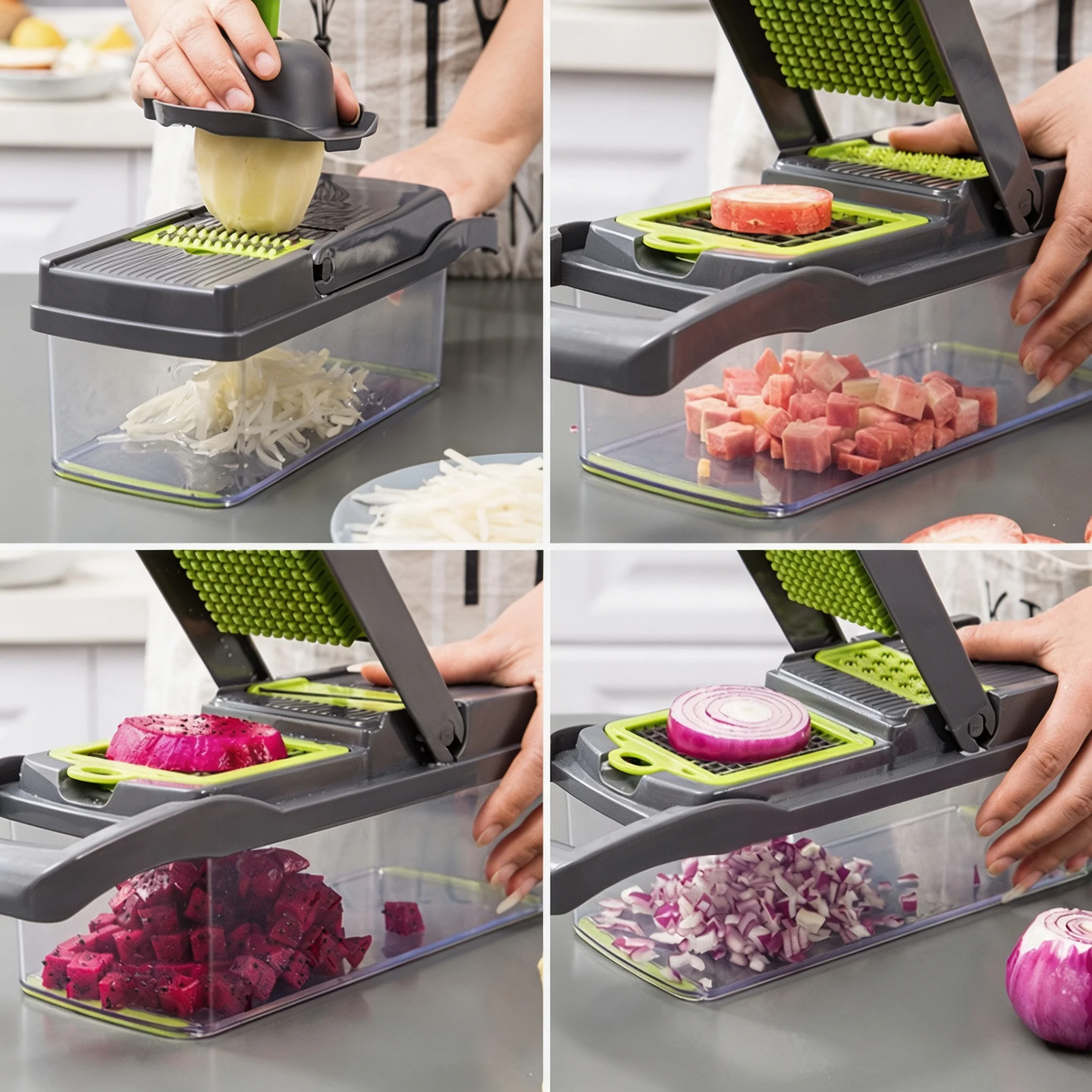 Mandoline Slicer Guard - เครื่องหั่นผักอเนกประสงค์ 8-in-1 สำหรับหั่น ซอย ขูด บด