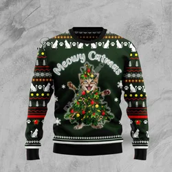 Christmas Ugly Knitted Sweater Xmas Santa Claus Animal Colorful Tattoo Retro Unisex 3DPrint Funny Harajuku Casual Long Sleeves F