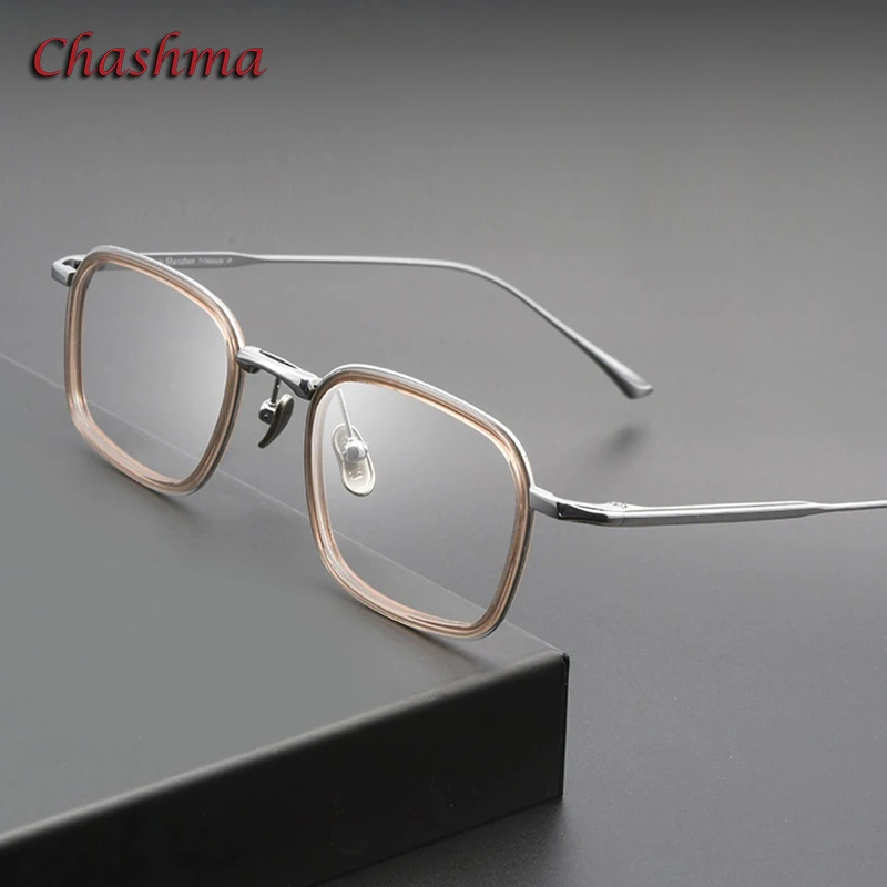 

Chashma Prescription Glasses Men Rectangle Eyeglasses Frame Acetate Titanium Optical Women Eyewear for Myopia Recipe Spectacles