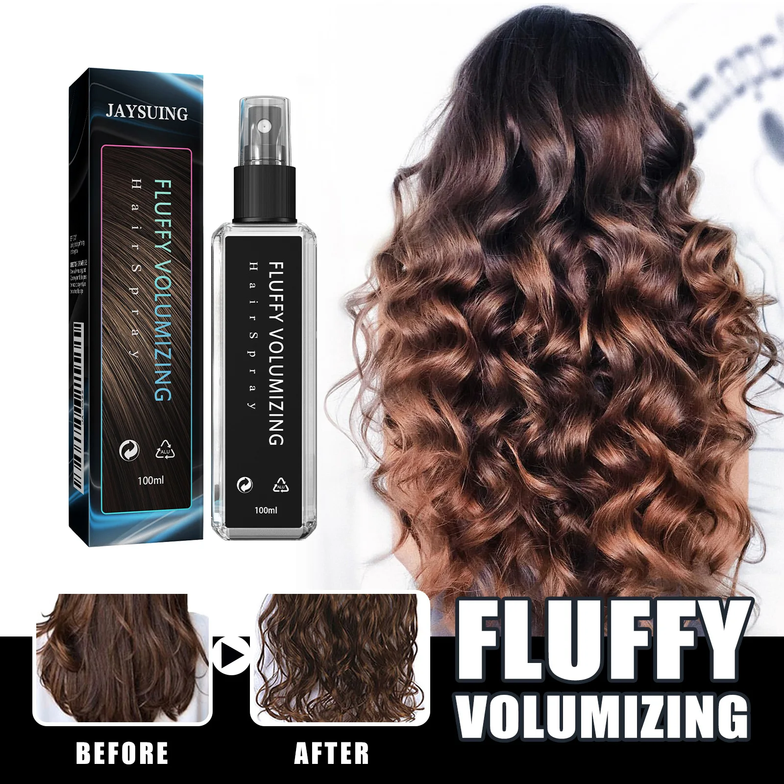 Jaysuing 100ml Hair Styling Spray Gel Volumizing Curly Hair Fragrance Hairstyle Moisturizing Long Lasting Sculpting Hair Spray