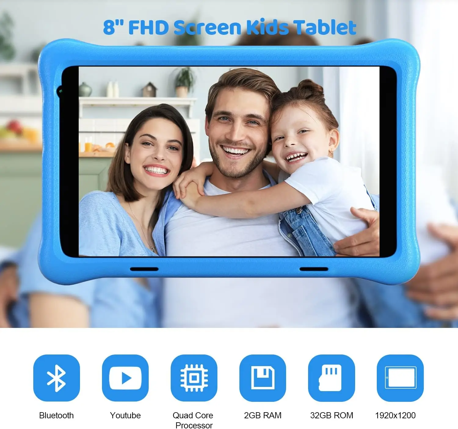 8 Inch Kid Tablet Android11 Learning Tablets Quad Core Processor 2GB+32GB 128GB Expansion 5000mAh Child Eye Protection With Case